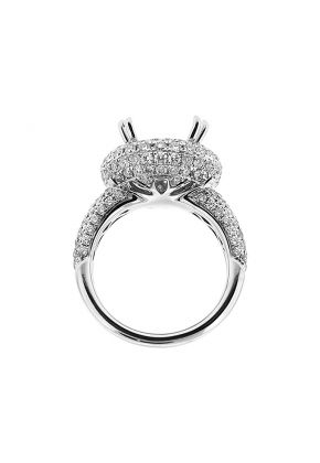 Round Halo Diamond Engagement Ring in 18K White Gold