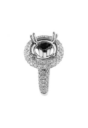 Round Halo Diamond Engagement Ring in 18K White Gold