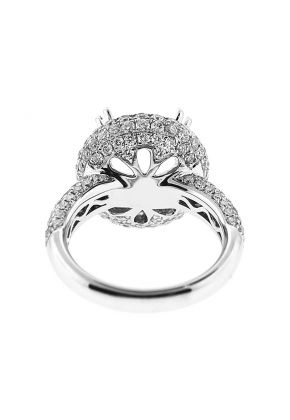 Round Halo Diamond Engagement Ring in 18K White Gold