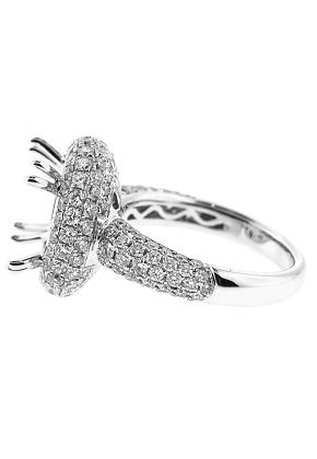 Round Halo Diamond Engagement Ring in 18K White Gold