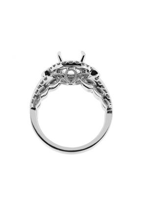 Round Halo Diamond Engagement Ring in 18K White Gold