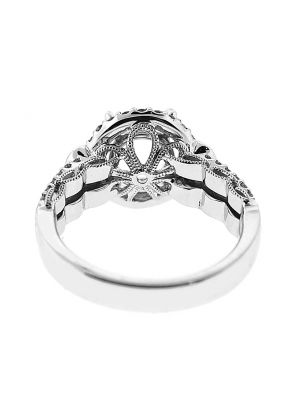 Round Halo Diamond Engagement Ring in 18K White Gold