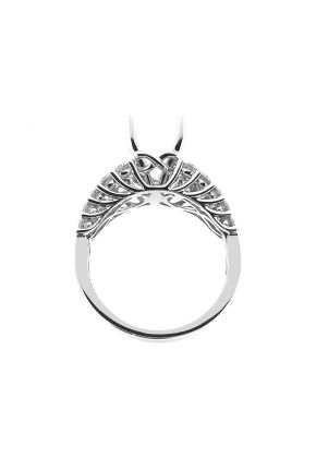 4 Prong Semi-Mount Engagement Ring with a Beaded Milgrain Design and Prong Set Diamonds in 18k White Gold