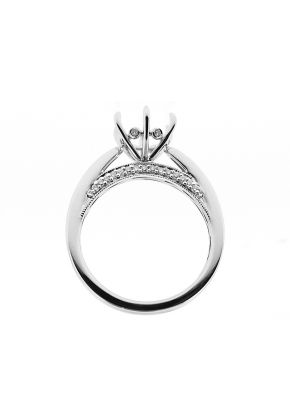 Solitaire Diamond Engagement Ring with 6 prong center in 18K White Gold