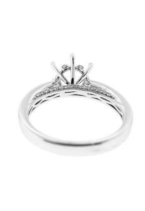 Solitaire Diamond Engagement Ring with 6 prong center in 18K White Gold