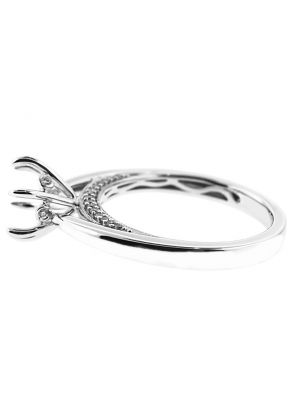 Solitaire Diamond Engagement Ring with 6 prong center in 18K White Gold