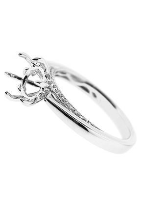 Solitaire Diamond Engagement Ring with 6 prong center in 18K White Gold