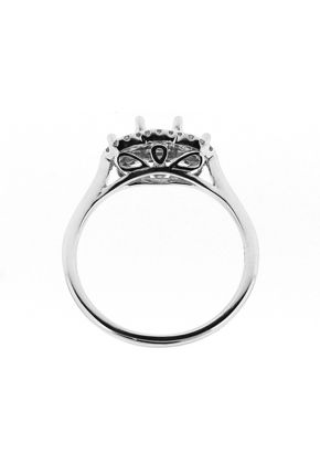 Past Present and Future Halo Diamond Engagement Ring in 18K White Gold