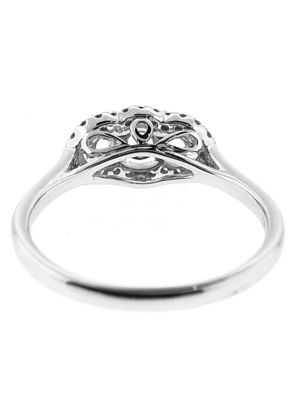 Past Present and Future Halo Diamond Engagement Ring in 18K White Gold