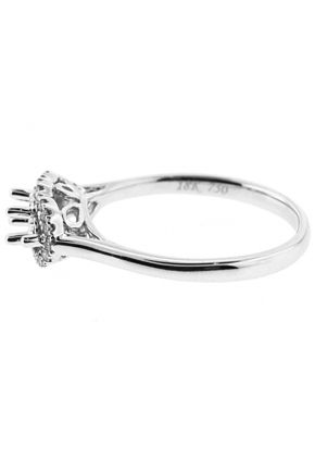 Past Present and Future Halo Diamond Engagement Ring in 18K White Gold