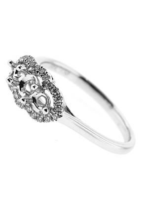 Past Present and Future Halo Diamond Engagement Ring in 18K White Gold