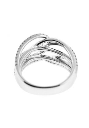 Right Hand Fashion Ring with Interlocking Rows of Diamond Rounds Set in 18K White Gold