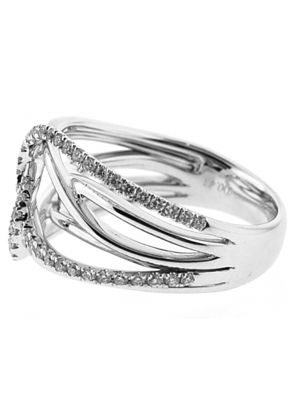 Right Hand Fashion Ring with Interlocking Rows of Diamond Rounds Set in 18K White Gold