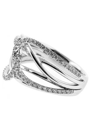 Right Hand Fashion Ring with Interlocking Rows of Diamond Rounds Set in 18K White Gold