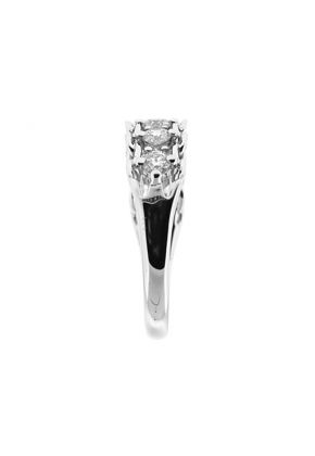 Right Hand Fashion Ring with Diamond Rounds and an Interlocking Chain Design in 18K White Gold