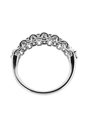 Right Hand Fashion Ring with Diamond Rounds and an Interlocking Chain Design in 18K White Gold