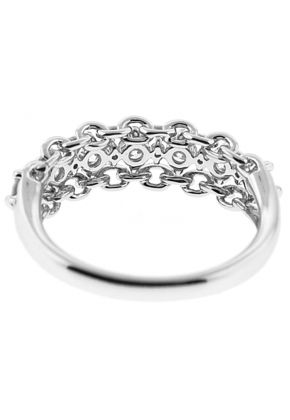 Right Hand Fashion Ring with Diamond Rounds and an Interlocking Chain Design in 18K White Gold