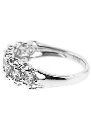 Right Hand Fashion Ring with Diamond Rounds and an Interlocking Chain Design in 18K White Gold