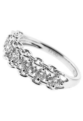 Right Hand Fashion Ring with Diamond Rounds and an Interlocking Chain Design in 18K White Gold
