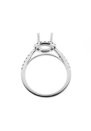 Semi-Mount Diamond Engagement Ring with Round Halo in 18k White Gold