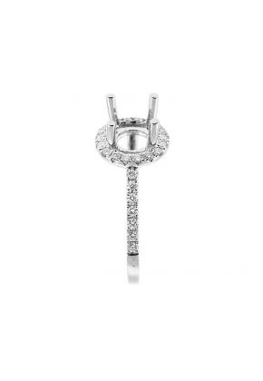 Semi-Mount Diamond Engagement Ring with Round Halo in 18k White Gold