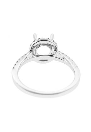 Semi-Mount Diamond Engagement Ring with Round Halo in 18k White Gold