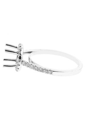 Semi-Mount Diamond Engagement Ring with Round Halo in 18k White Gold