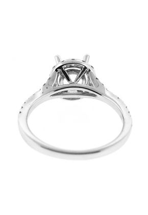Semi-Mount Split Shank Diamond Engagement Ring with Round Halo in 18k White Gold