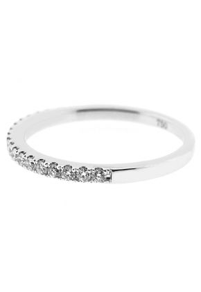 Single Row Micro-Prong Set Band with Round Diamonds in 18k White Gold