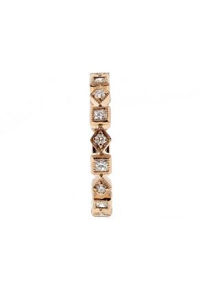 Eternity Band with Round and Princess Cut Diamonds Bordered by Beaded Milgrain in 18k Rose Gold