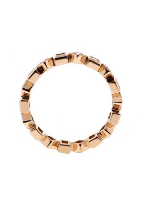 Eternity Band with Round and Princess Cut Diamonds Bordered by Beaded Milgrain in 18k Rose Gold