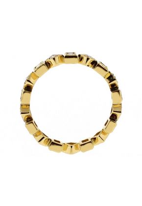 Eternity Band with Round and Princess Cut Diamonds Bordered by Beaded Milgrain in 18k Yellow Gold