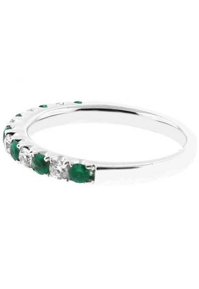 Emerald Single Row Band with Diamonds in 18k White Gold