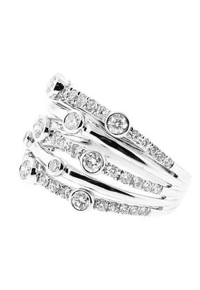 Openwork Ladies Fashion Ring with Bezel Set Diamonds in 18k White Gold