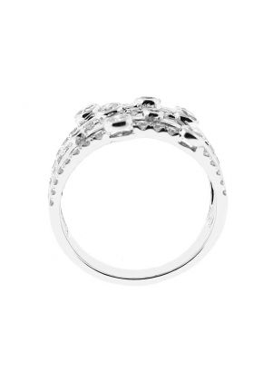 Openwork Ladies Fashion Ring with Bezel Set Diamonds in 18k White Gold
