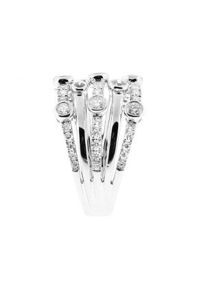 Openwork Ladies Fashion Ring with Bezel Set Diamonds in 18k White Gold