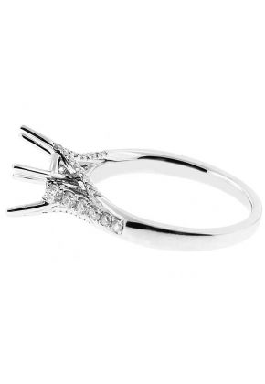Semi Mount 6 Prong Engagement Ring with Graduating Diamonds on Shank in 18k White Gold