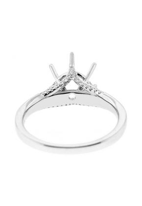 Semi Mount 6 Prong Engagement Ring with Graduating Diamonds on Shank in 18k White Gold