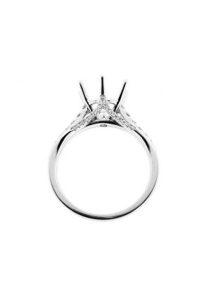 Semi Mount 6 Prong Engagement Ring with Graduating Diamonds on Shank in 18k White Gold