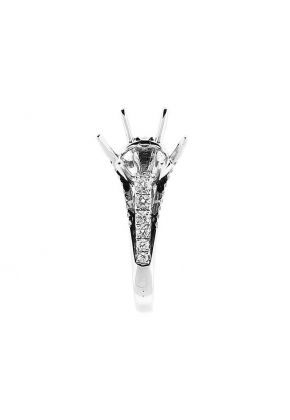 Semi Mount 6 Prong Engagement Ring with Graduating Diamonds on Shank in 18k White Gold