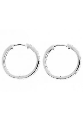 Huggie Earrings with Micro Pav?? Set Round Diamonds in 18k White Gold