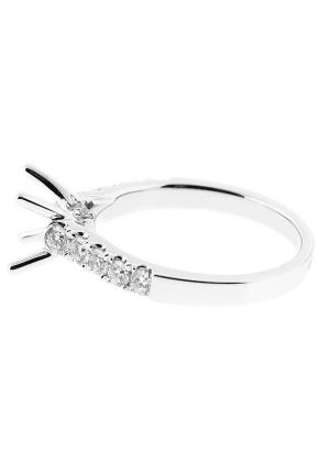 4 Prong Semi-Mount Engagement Ring with Round Diamonds Set in 18k White Gold