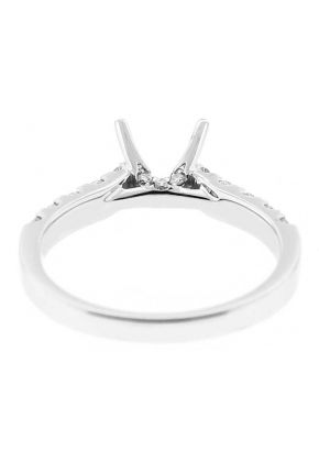 4 Prong Semi-Mount Engagement Ring with Round Diamonds Set in 18k White Gold