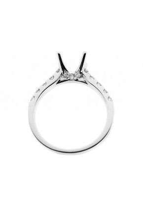 4 Prong Semi-Mount Engagement Ring with Round Diamonds Set in 18k White Gold