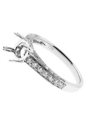 Semi-Mount Triple-Side Preset Diamond Encrusted Engagement Ring in 18k White Gold