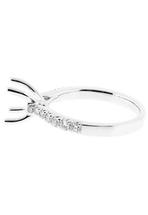 Semi-Mount 4 Prong Engagement Ring with Graduating Diamonds in 18k White Gold