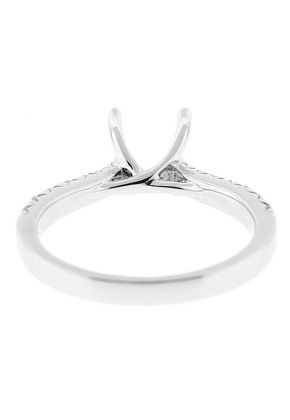 Semi-Mount 4 Prong Engagement Ring with Graduating Diamonds in 18k White Gold