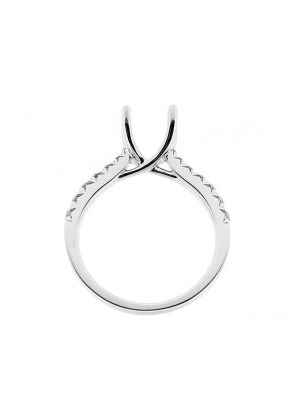 Semi-Mount 4 Prong Engagement Ring with Graduating Diamonds in 18k White Gold
