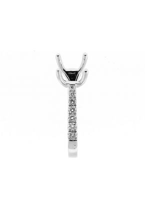 Semi-Mount 4 Prong Engagement Ring with Graduating Diamonds in 18k White Gold