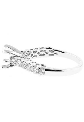 Semi-Mount 4 Prong Engagement Ring with Braided Design and Diamonds Set in 18k White Gold